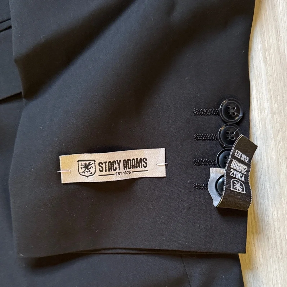 NWT Stacy Adams Black Blazer with Patterned Lining Sport Coat MSRP $349 Size 38R